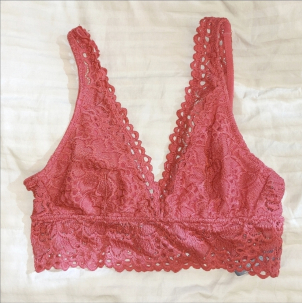 Aerie Coral Lace Bralette - Size XS